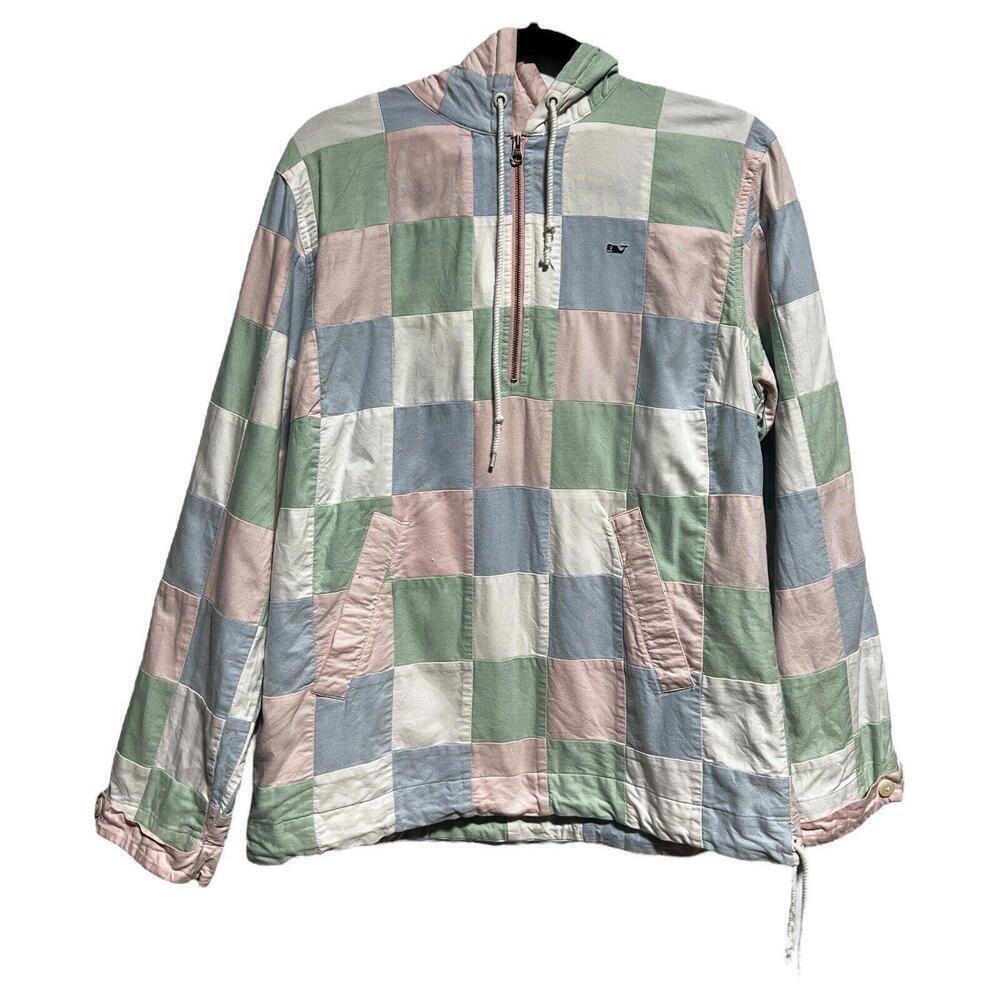 Vineyard Vines Pastel Patchwork Pullover Hoodie - Pink, Green, Blue, White